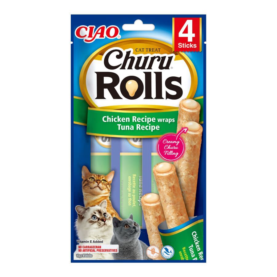 4 saquetas x 10 g Churu Sticks Rolls de Atum para gatos, , large Imagem n&uacute;mero 1